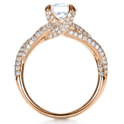 14k Rose Gold 14k Rose Gold Micro-pave Diamond Twisted Shank Engagement Ring - Vanna K - Front View -  1262