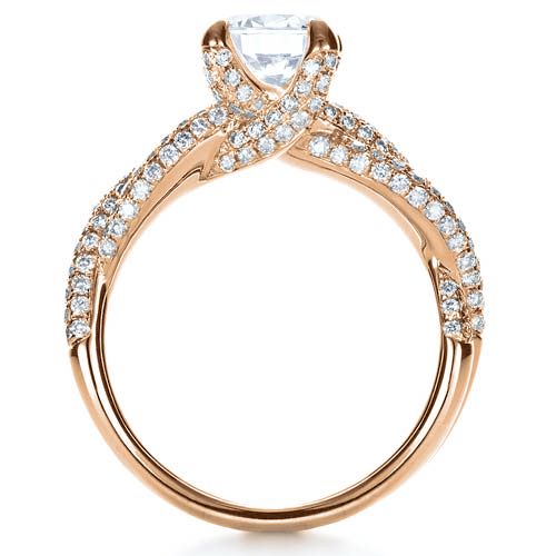 14k Rose Gold 14k Rose Gold Micro-pave Diamond Twisted Shank Engagement Ring - Vanna K - Front View - 1262