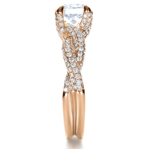 14k Rose Gold 14k Rose Gold Micro-pave Diamond Twisted Shank Engagement Ring - Vanna K - Side View -  1262