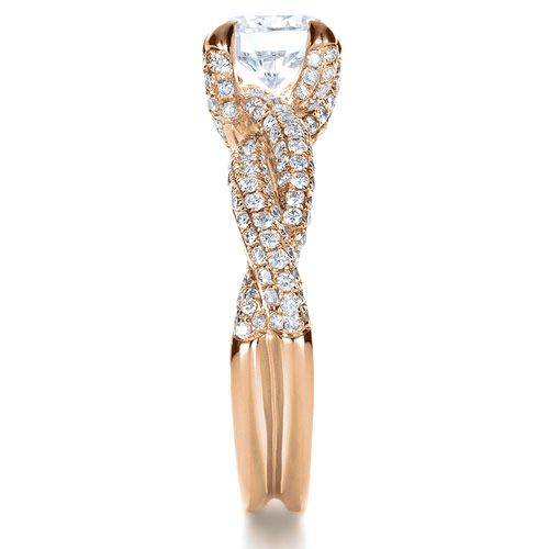 14k Rose Gold 14k Rose Gold Micro-pave Diamond Twisted Shank Engagement Ring - Vanna K - Side View - 1262