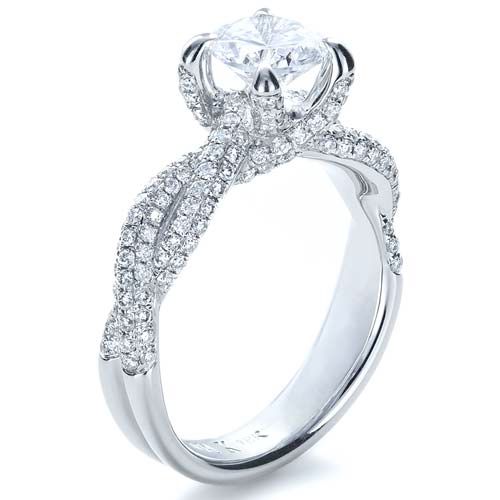  Platinum Platinum Micro-pave Diamond Twisted Shank Engagement Ring - Vanna K - Three-Quarter View -  1262