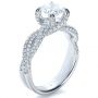 18k White Gold Micro-pave Diamond Twisted Shank Engagement Ring - Vanna K - Three-Quarter View -  1262 - Thumbnail