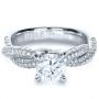 18k White Gold Micro-pave Diamond Twisted Shank Engagement Ring - Vanna K - Flat View -  1262 - Thumbnail