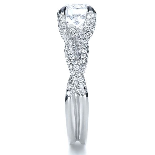  Platinum Platinum Micro-pave Diamond Twisted Shank Engagement Ring - Vanna K - Side View -  1262