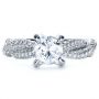 18k White Gold Micro-pave Diamond Twisted Shank Engagement Ring - Vanna K - Top View -  1262 - Thumbnail