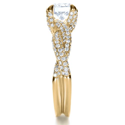 18k Yellow Gold 18k Yellow Gold Micro-pave Diamond Twisted Shank Engagement Ring - Vanna K - Side View -  1262