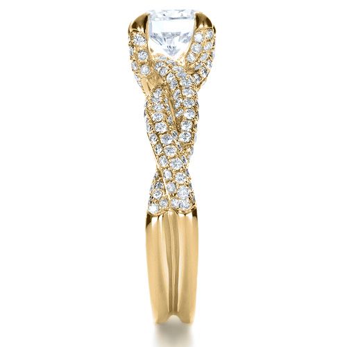 14k Yellow Gold 14k Yellow Gold Micro-pave Diamond Twisted Shank Engagement Ring - Vanna K - Side View - 1262