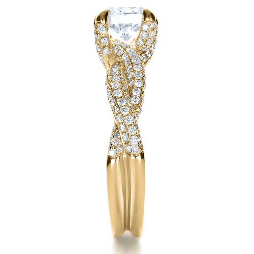 14k Yellow Gold 14k Yellow Gold Micro-pave Diamond Twisted Shank Engagement Ring - Vanna K - Side View -  1262