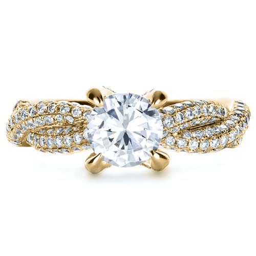 14k Yellow Gold 14k Yellow Gold Micro-pave Diamond Twisted Shank Engagement Ring - Vanna K - Top View - 1262