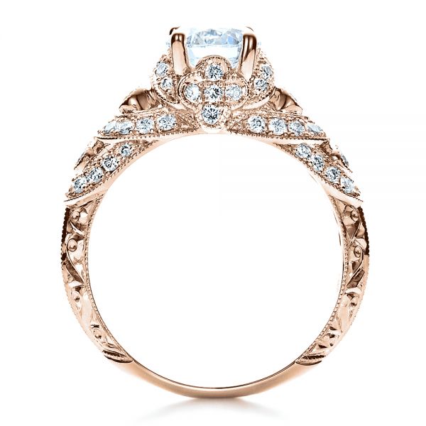 14k Rose Gold 14k Rose Gold Micropave Diamond Engagement Ring - Vanna K - Front View -  1454
