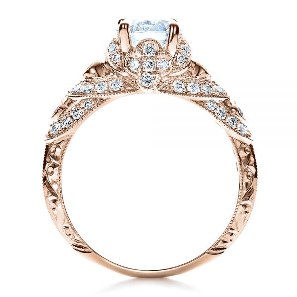 18k Rose Gold 18k Rose Gold Micropave Diamond Engagement Ring - Vanna K - Front View - 1454