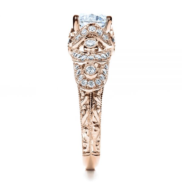 18k Rose Gold 18k Rose Gold Micropave Diamond Engagement Ring - Vanna K - Side View -  1454