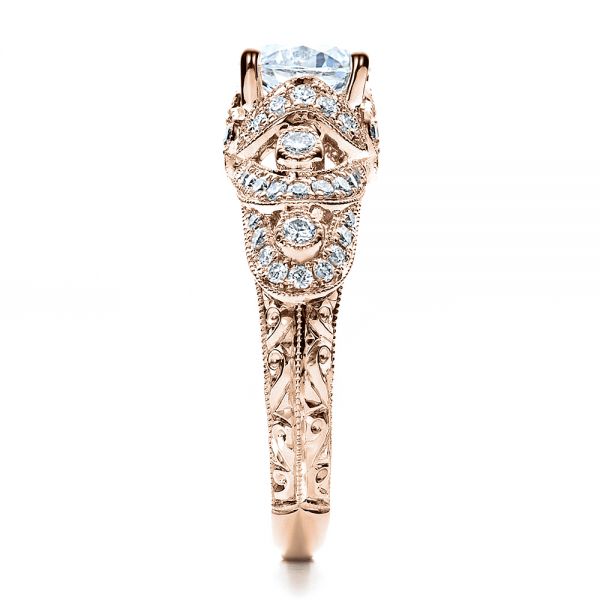 18k Rose Gold 18k Rose Gold Micropave Diamond Engagement Ring - Vanna K - Side View - 1454
