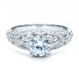 18k White Gold Micropave Diamond Engagement Ring - Vanna K - Flat View -  1454 - Thumbnail