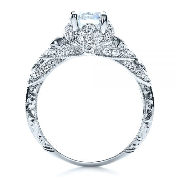 18k White Gold Micropave Diamond Engagement Ring - Vanna K - Front View - 1454