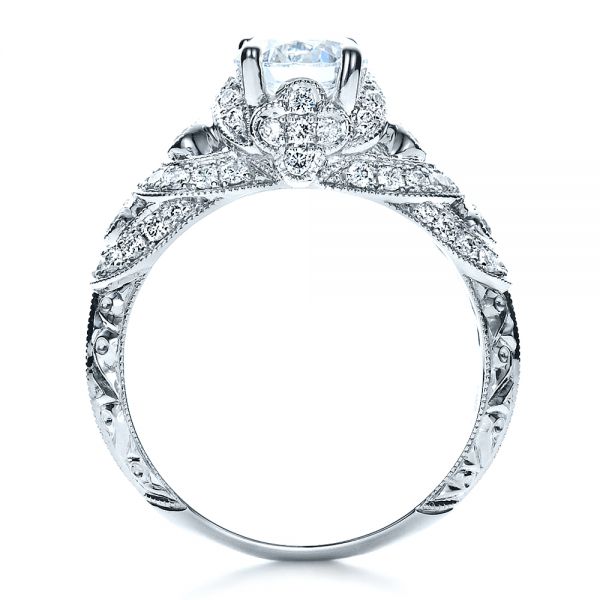 18k White Gold Micropave Diamond Engagement Ring - Vanna K - Front View -  1454