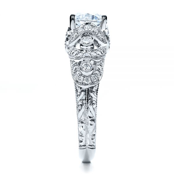 18k White Gold Micropave Diamond Engagement Ring - Vanna K - Side View - 1454