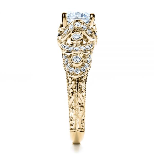14k Yellow Gold 14k Yellow Gold Micropave Diamond Engagement Ring - Vanna K - Side View - 1454