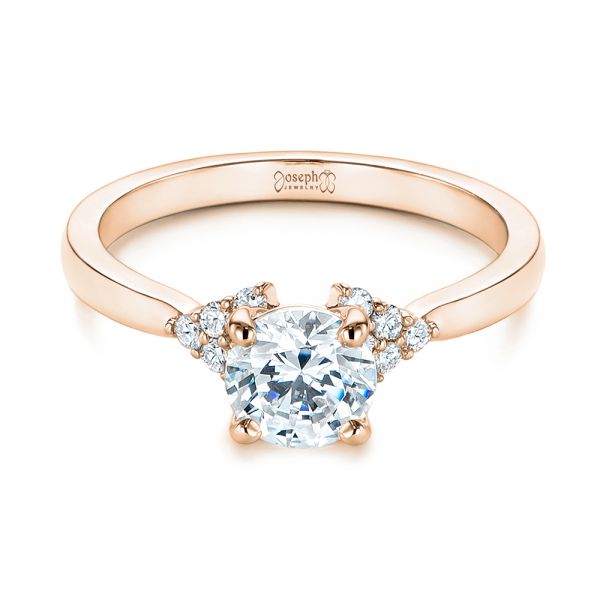 14k Rose Gold 14k Rose Gold Minimalist Cluster Diamond Engagement Ring - Flat View - 105177