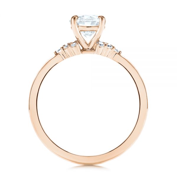 14k Rose Gold 14k Rose Gold Minimalist Cluster Diamond Engagement Ring - Front View -  105177