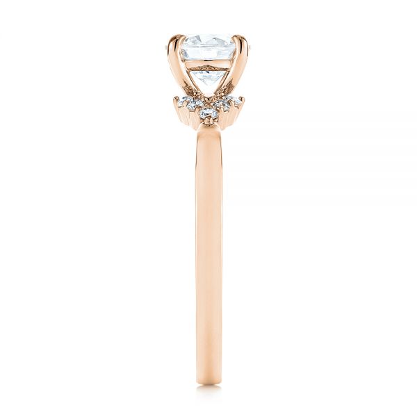14k Rose Gold 14k Rose Gold Minimalist Cluster Diamond Engagement Ring - Side View - 105177