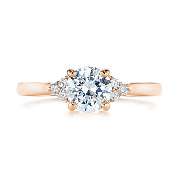 14k Rose Gold 14k Rose Gold Minimalist Cluster Diamond Engagement Ring - Top View -  105177