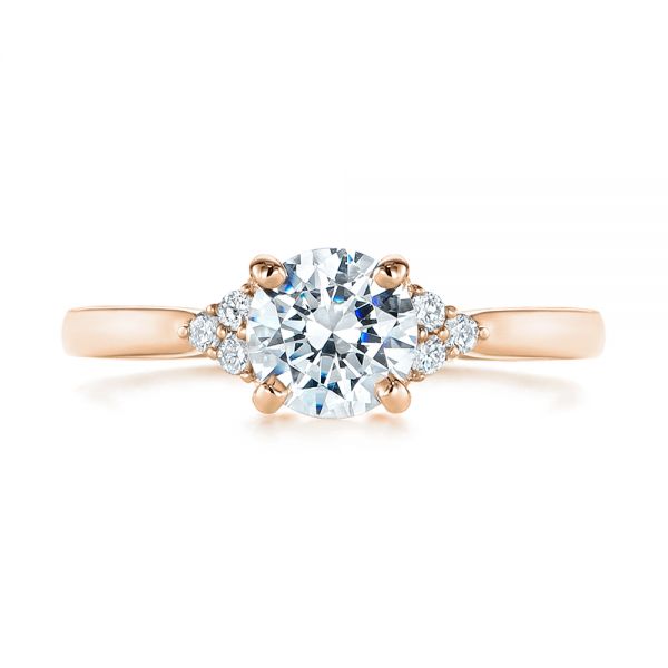 14k Rose Gold 14k Rose Gold Minimalist Cluster Diamond Engagement Ring - Top View - 105177