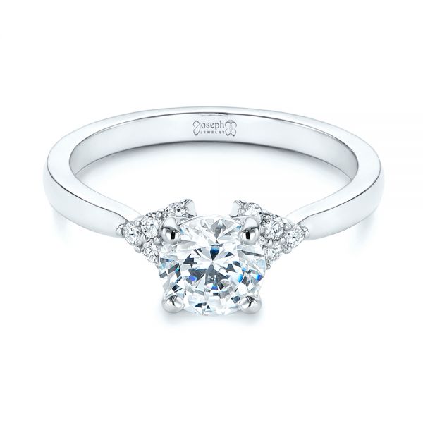 18k White Gold Minimalist Cluster Diamond Engagement Ring - Flat View - 105177
