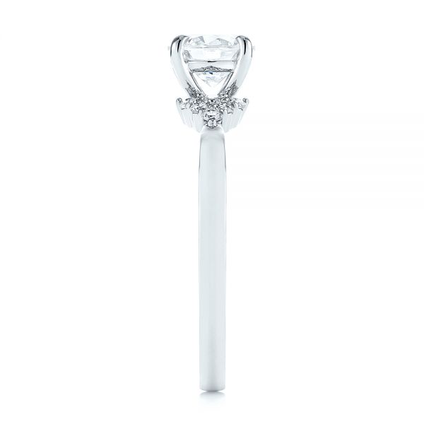 18k White Gold Minimalist Cluster Diamond Engagement Ring - Side View - 105177