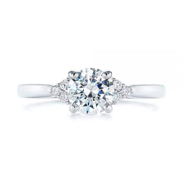 18k White Gold Minimalist Cluster Diamond Engagement Ring - Top View - 105177