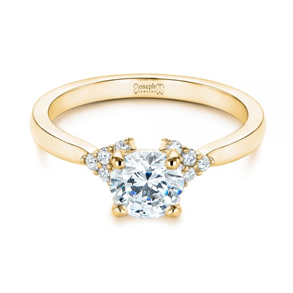 14k Yellow Gold 14k Yellow Gold Minimalist Cluster Diamond Engagement Ring - Flat View - 105177
