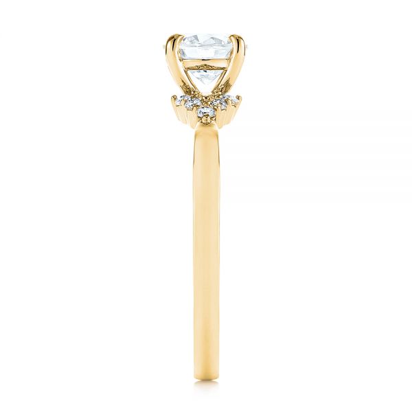 18k Yellow Gold 18k Yellow Gold Minimalist Cluster Diamond Engagement Ring - Side View -  105177