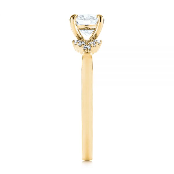 14k Yellow Gold 14k Yellow Gold Minimalist Cluster Diamond Engagement Ring - Side View - 105177