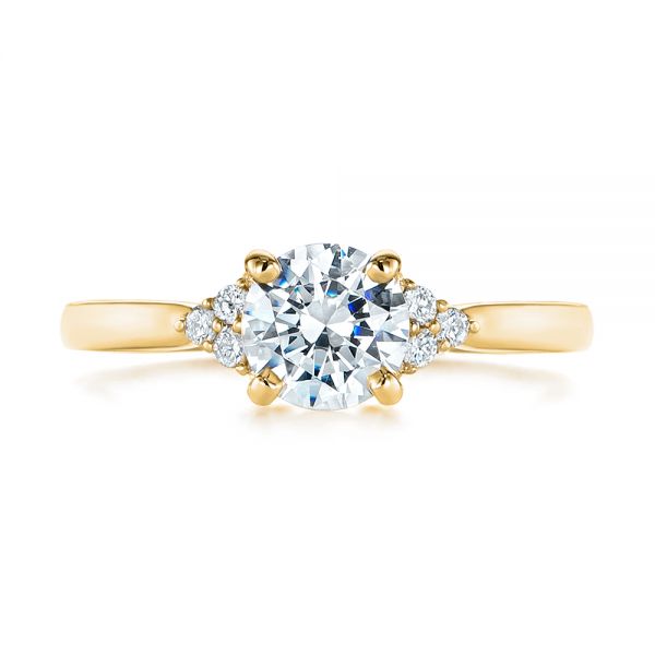 14k Yellow Gold 14k Yellow Gold Minimalist Cluster Diamond Engagement Ring - Top View -  105177