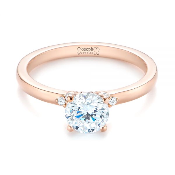14k Rose Gold Minimalist Diamond Engagement Ring - Flat View -  104654