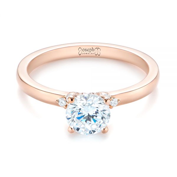 18k Rose Gold 18k Rose Gold Minimalist Diamond Engagement Ring - Flat View -  104654