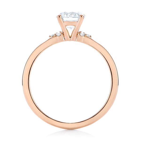 14k Rose Gold Minimalist Diamond Engagement Ring - Front View -  104654