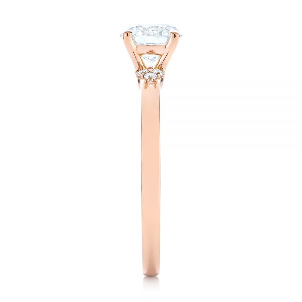 14k Rose Gold Minimalist Diamond Engagement Ring - Side View -  104654