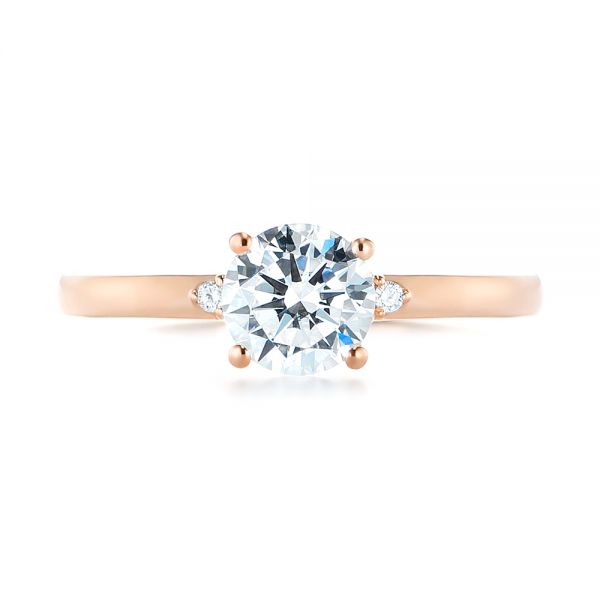 18k Rose Gold 18k Rose Gold Minimalist Diamond Engagement Ring - Top View -  104654