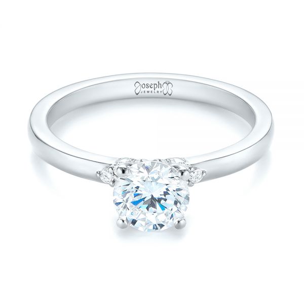 18k White Gold 18k White Gold Minimalist Diamond Engagement Ring - Flat View -  104654