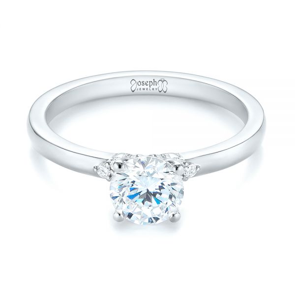 Platinum Platinum Minimalist Diamond Engagement Ring - Flat View - 104654