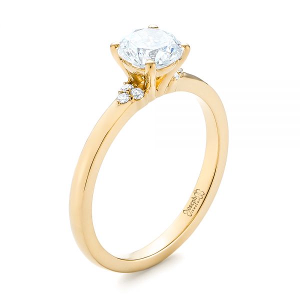 14k Yellow Gold 14k Yellow Gold Minimalist Diamond Engagement Ring - Three-Quarter View -  104654
