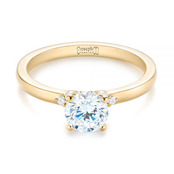 18k Yellow Gold 18k Yellow Gold Minimalist Diamond Engagement Ring - Flat View -  104654