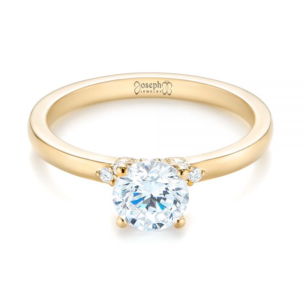 18k Yellow Gold 18k Yellow Gold Minimalist Diamond Engagement Ring - Flat View - 104654