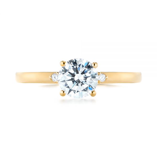 18k Yellow Gold 18k Yellow Gold Minimalist Diamond Engagement Ring - Top View -  104654