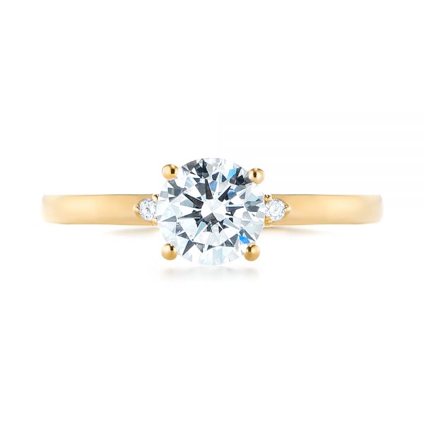 18k Yellow Gold 18k Yellow Gold Minimalist Diamond Engagement Ring - Top View - 104654