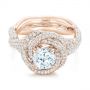 14k Rose Gold 14k Rose Gold Modern Knot Edgeless Pave Engagement Ring - Flat View -  102374 - Thumbnail