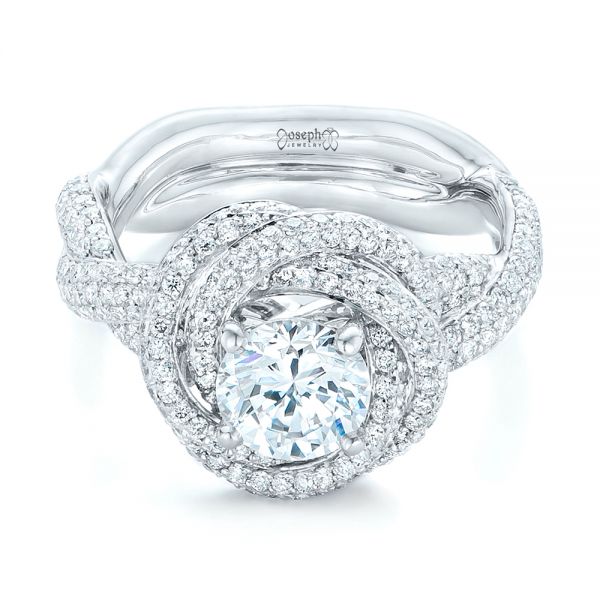  Platinum Platinum Modern Knot Edgeless Pave Engagement Ring - Flat View -  102374