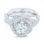 18k White Gold Modern Knot Edgeless Pave Engagement Ring - Flat View -  102374 - Thumbnail