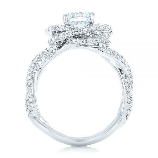 18k White Gold Modern Knot Edgeless Pave Engagement Ring - Front View - 102374
